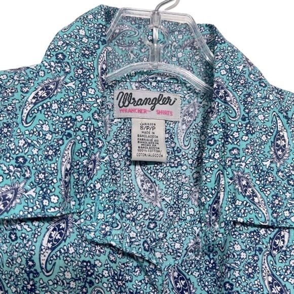 Wrangler women's snap pearl button up western rodeo blue sleeveless blouse top - Picture 3 of 6
